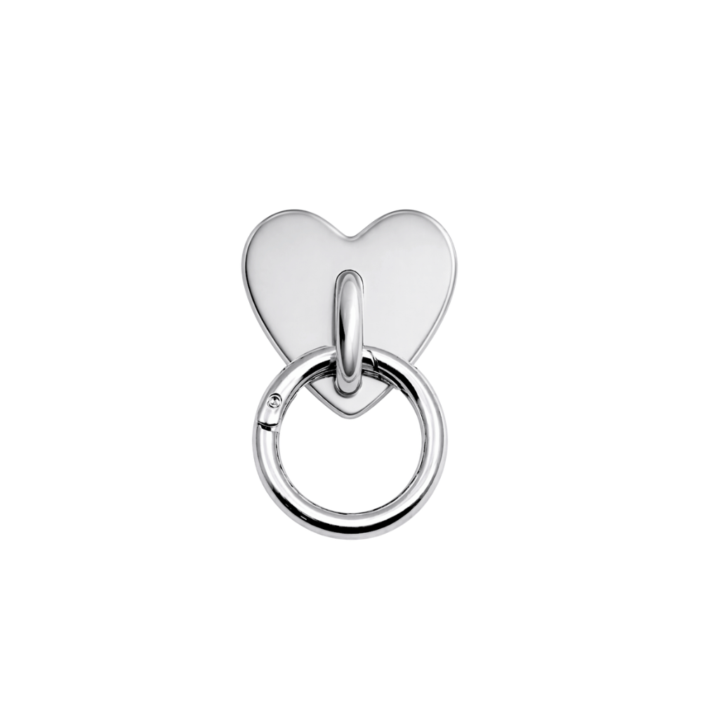 silver heart shaped adapter to hang charms on phone case
