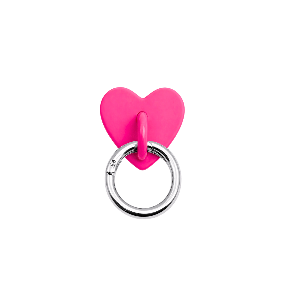 pink silver heart shaped adapter to hang charms on phone case
