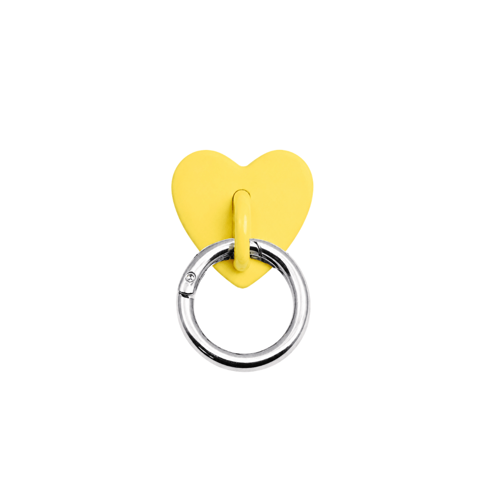 yellow silver heart shaped adapter to hang charms on phone case