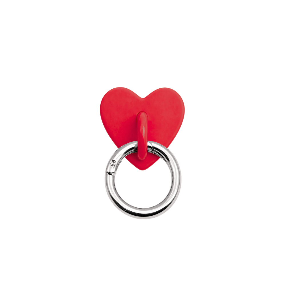 red heart shaped adapter to hang charms on phone case