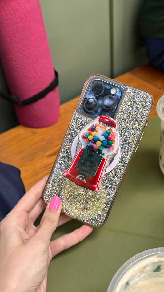 Sprinkle Me Doughnut MagSafe pop holder, cute pink doughnut with sprinkles magnetic pop socket and phone grip accessory.