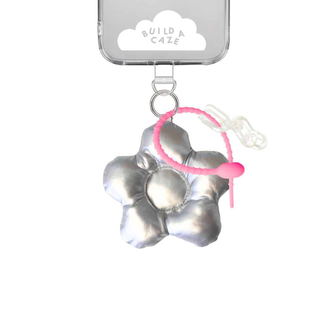 Metallic Flower Power Puffy Keychain
