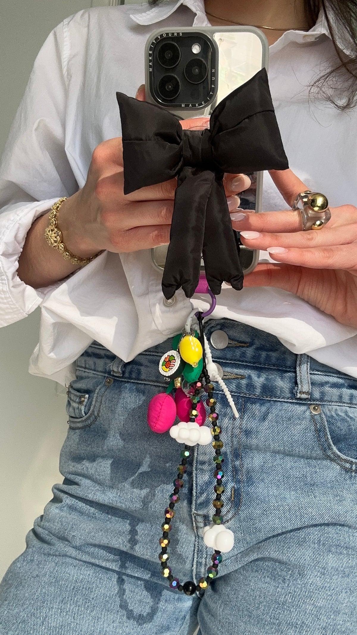 Stylish Aces playing card phone charm with a lucky aesthetic, trendy Y2K mobile accessory and decorative tech strap for phone cases by Build a Caze.