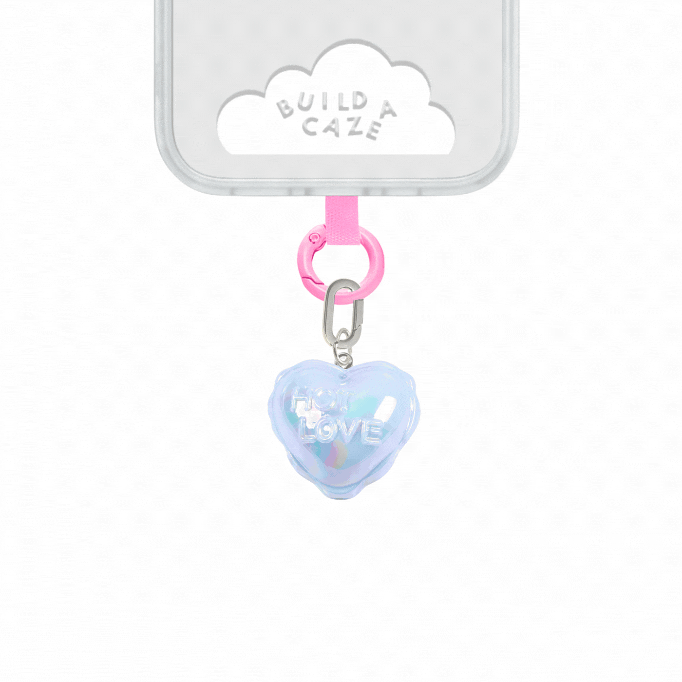Pastel blueish 2.0 Pastel Hot Love Balloon Charmie charm and dangly accessory attached to a phone - Build A Caze