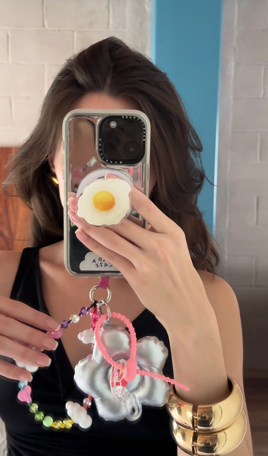 Metallic Flower Power Puffy Keychain