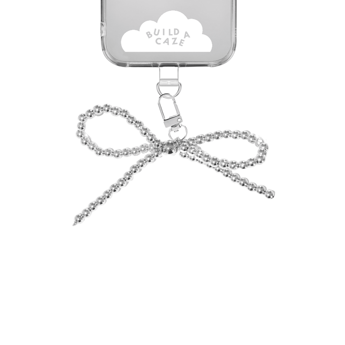Silver Fluffy Bow elegant ribbon design cute keychain matching set Build A Caze