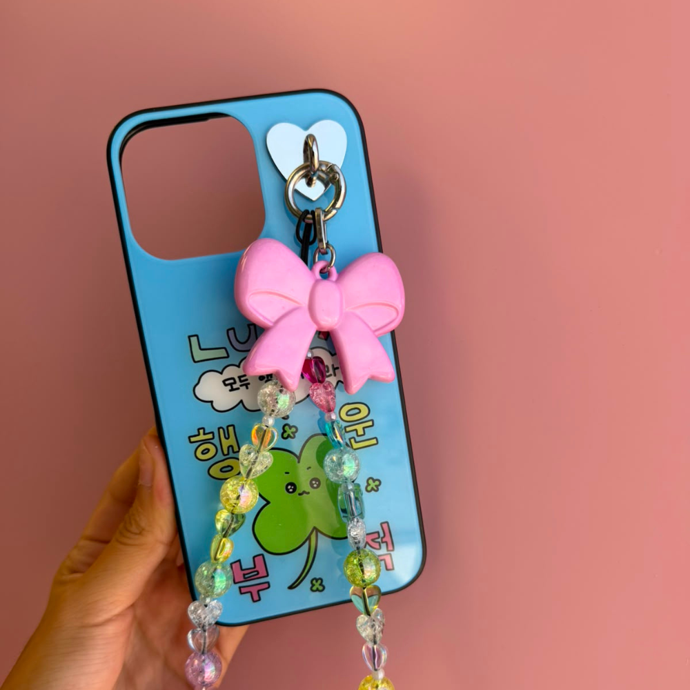 pink sculptural pink bow charm on a blue phone case, charm for phone, mix and match accessories Build a Caze