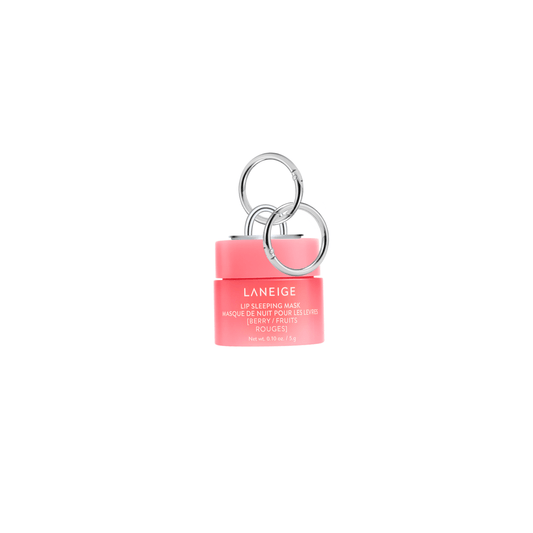 Laneige mini lip gloss charm keychain, cute lip balm accessory for phone cases and bags, aesthetic mobile charm, pink lip gloss attachment for everyday accessories.