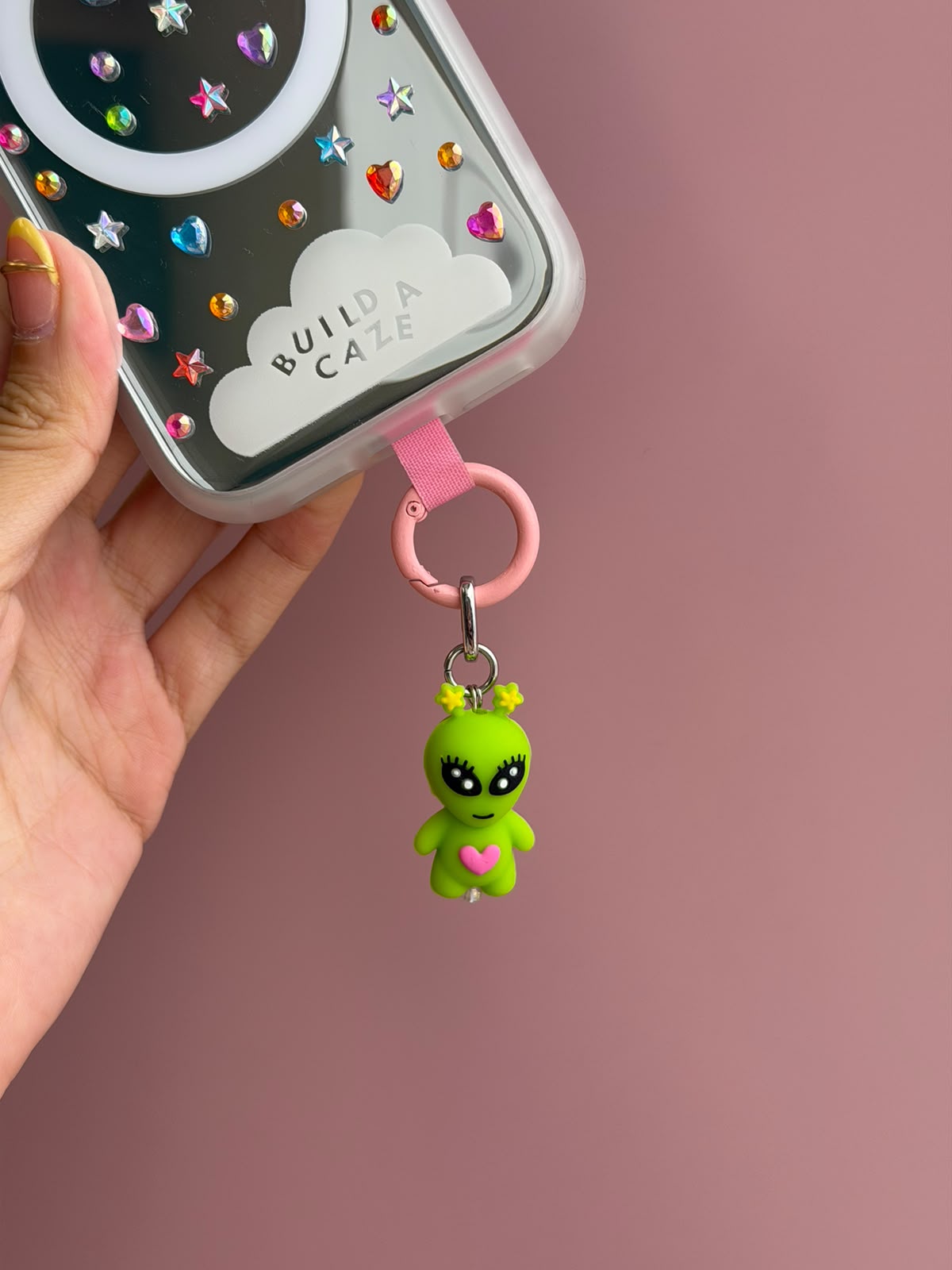 Green alien cell phone charm phone accessory charm design Build A Caze