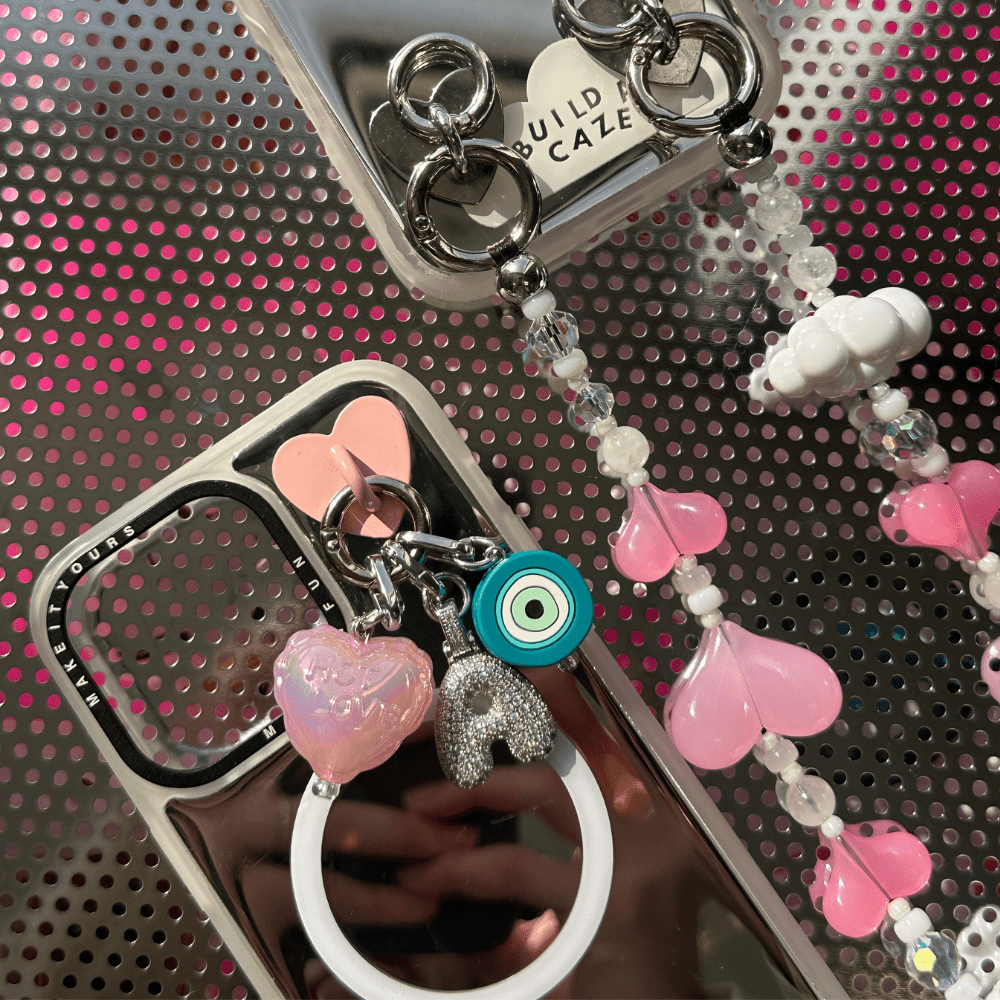 Phone lanyard vibrant red heart beads cell Phone Build A Caze