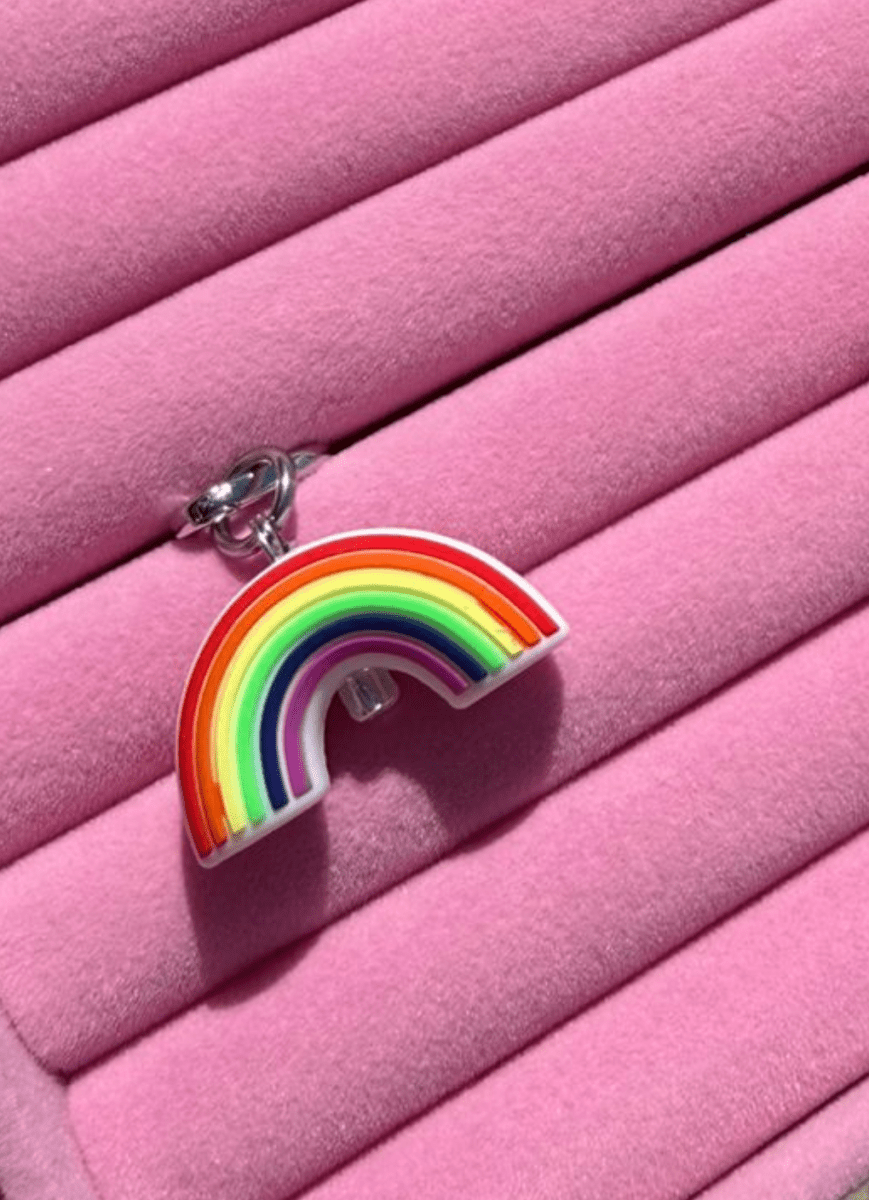 Vibrant striped rainbow arch phone charm, Build A Caze.
