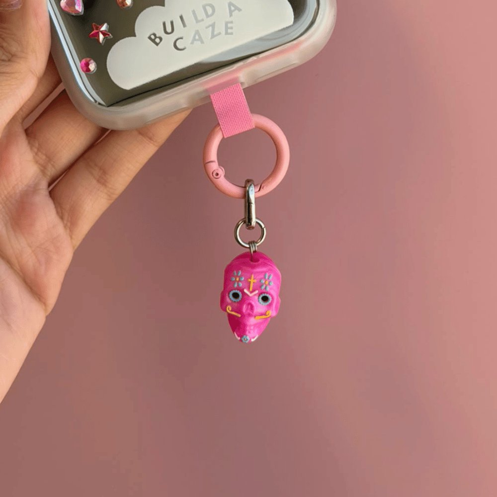 Pink sugar skull phone charm cute phone charms for women Build A Caze.