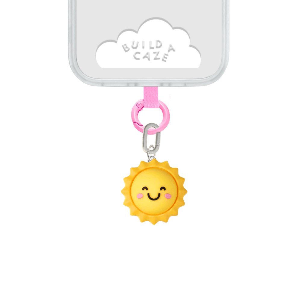 Yellow Sun Phone Charm Front View - Build A Caze