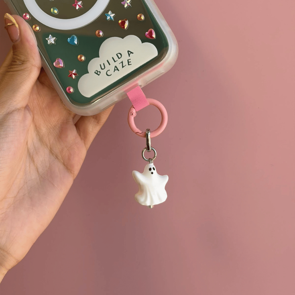 White ghost phone accessory charm ghost shape charm Build A Caze.
