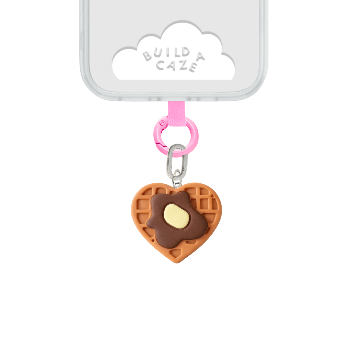 Brown Heart Waffle with Syrup Charmie Front View - Build A Caze