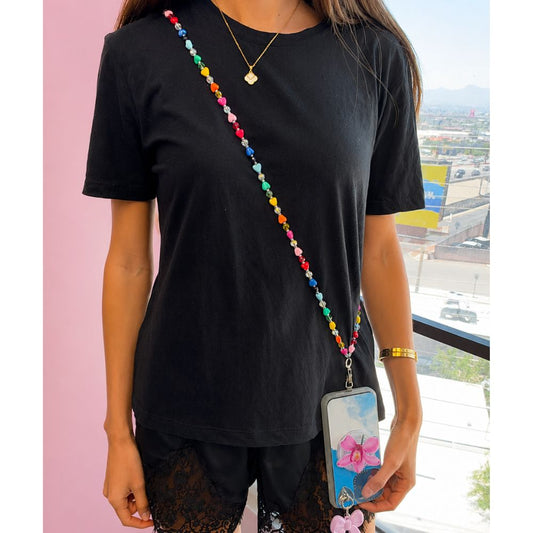 Rainbow heart beaded phone lanyard crossbody phone strap crossbody Build A Caze