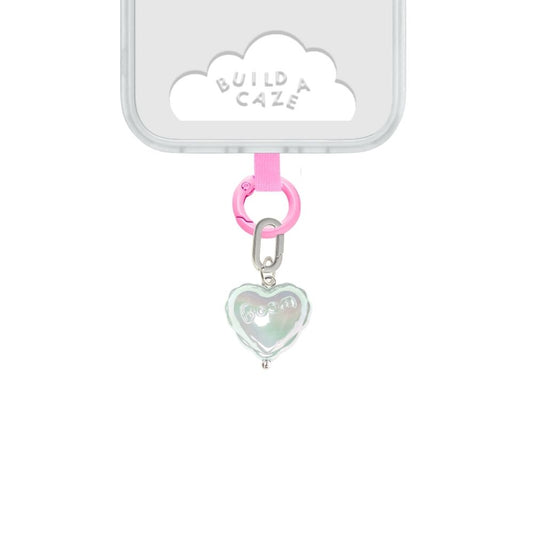 White iridescent heart cell phone charm cute phone charms for women Build A Caze