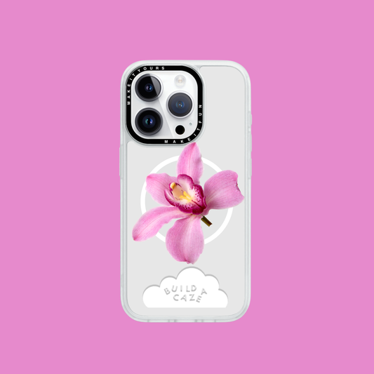 Delicate pink orchid design MagSafe phone grip and magnetic pop holder for Kindle, tablet, and smartphone. A chic floral pop socket and phone grip accessory.