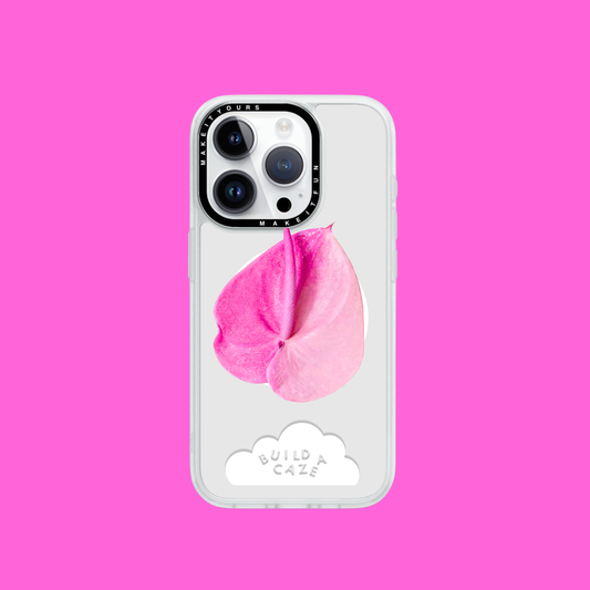 Glossy heart shaped light pink anthurium flower MagSafe phone grip and magnetic pop holder for iPad and smartphone. A chic floral pop socket and tech accessory for a secure phone grip.