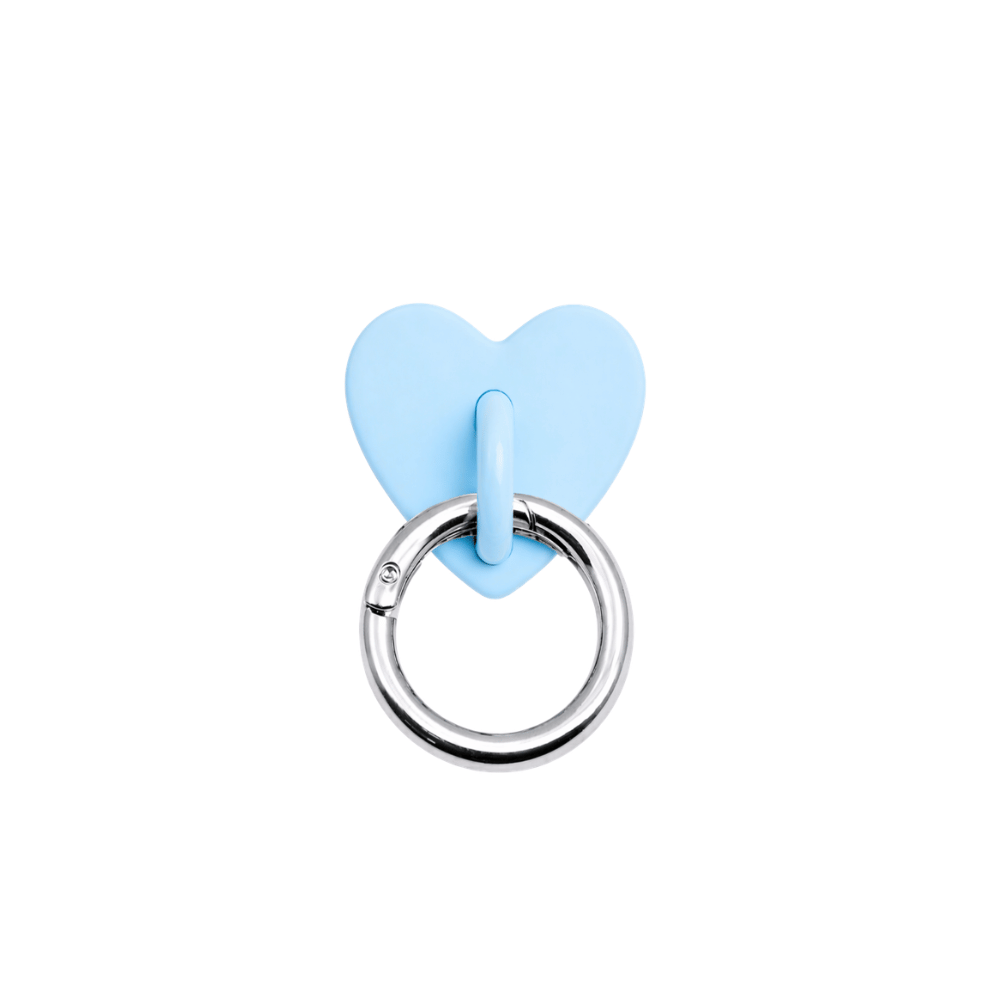 baby blue silver heart shaped adapter to hang charms on phone case