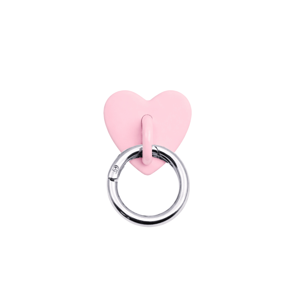 pink silver heart shaped adapter to hang charms on phone case