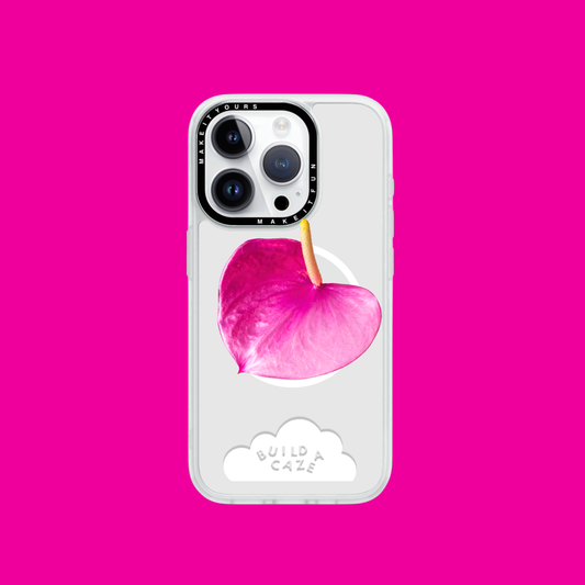 Vibrant fuchsia anthurium flower MagSafe phone grip and magnetic pop holder for iPhone and Kindle. A bold pink floral pop socket and tech accessory providing a secure grip.