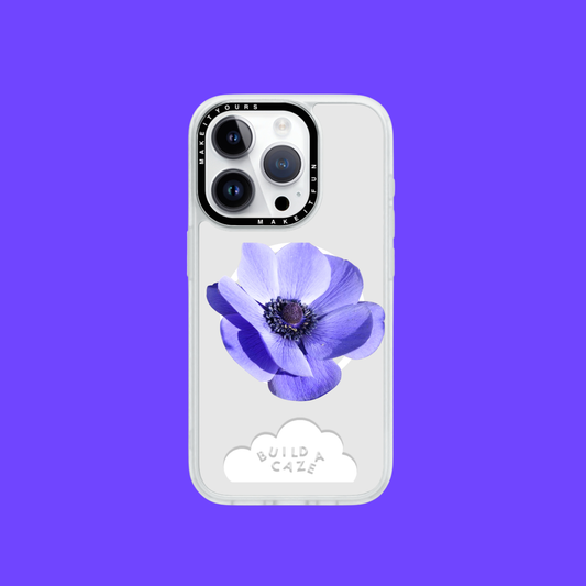 Indigo Bloom blue anemone flower design MagSafe phone grip and magnetic pop holder for e-readers and smartphones. A moody floral pop socket and chic phone grip accessory.