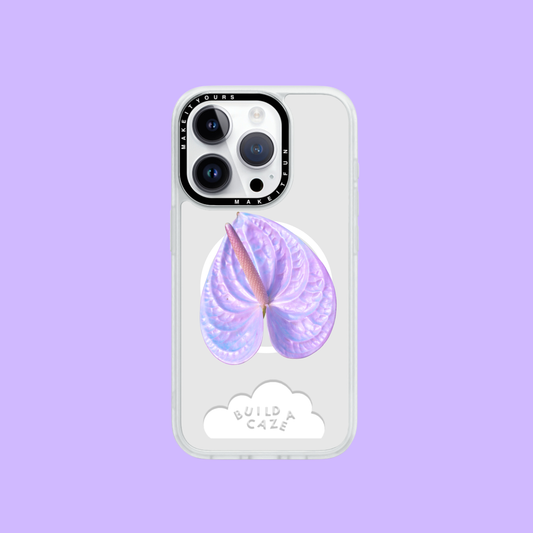 Purple anthurium bloom MagSafe phone grip and magnetic pop holder for Kindle, tablet, and smartphone. A peaceful and chic purple floral pop socket and phone grip tech accessory.