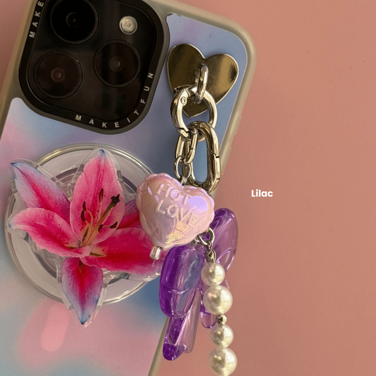 Lilac 2.0 Pastel Hot Love Balloon Charmie Phone Charm dangly accessory attached to a phone - Build A Caze