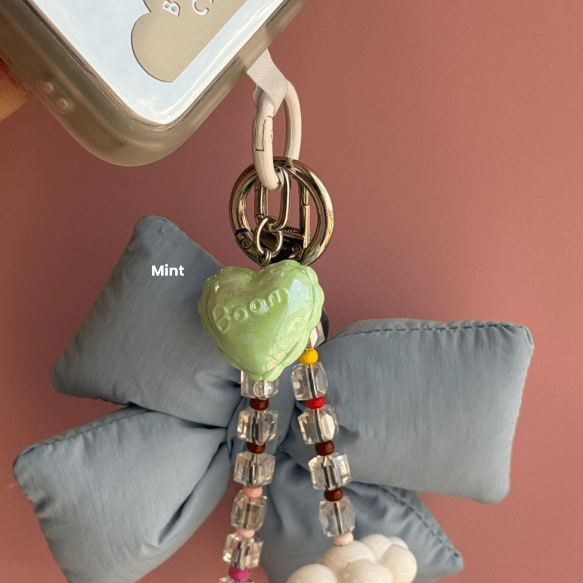 Mint 2.0 Pastel Hot Love Balloon Charmie Charm dangly accessory attached to a phone - Build A Caze