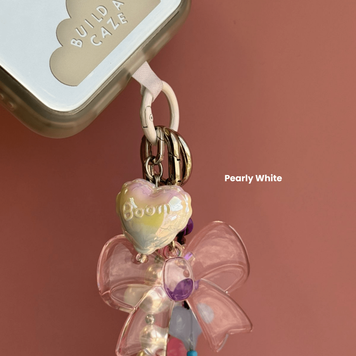 Pearly White 2.0 Pastel Hot Love Balloon Charmie Phone Charm dangly accessory attached to a phone - Build A Caze