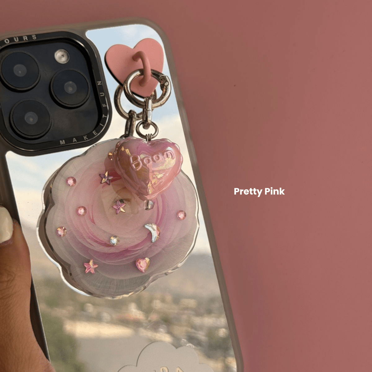Pretty Pink 2.0 Pastel Hot Love Balloon Charmie Phone Charm dangly accessory attached to a phone - Build A Caze