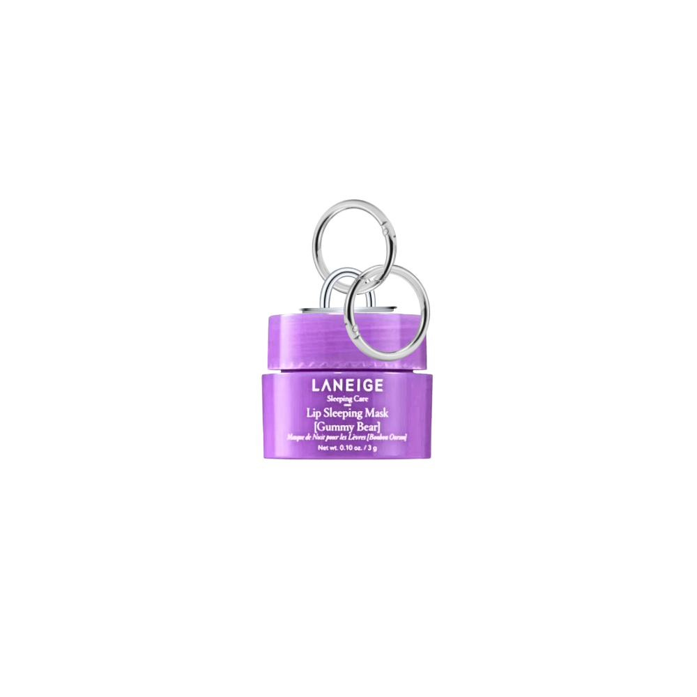 Laneige mini lip gloss charmie keychain, moisturizing lip balm charm for phone cases and bags, aesthetic mobile accessory, beauty-themed lip gloss attachment.
