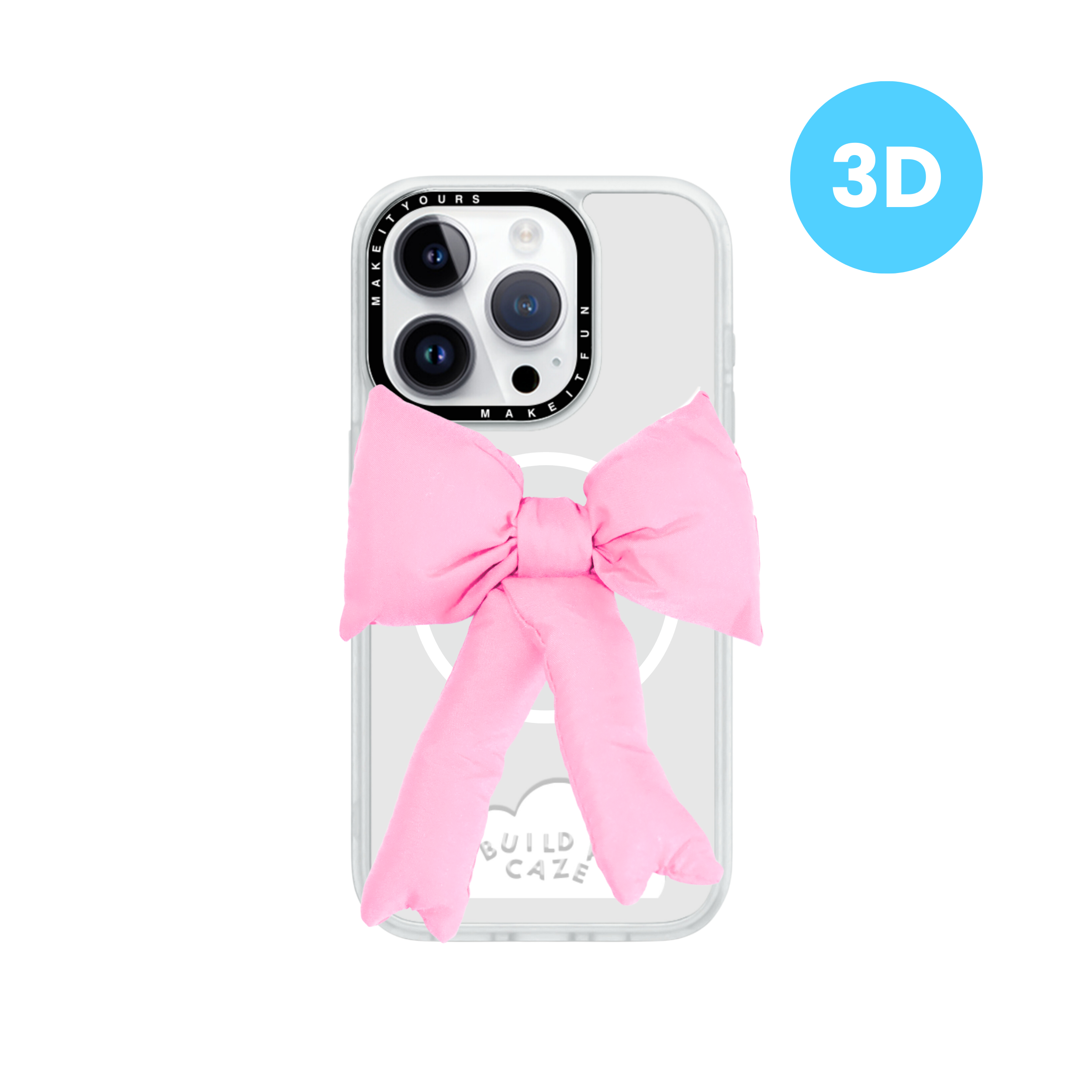 Pink coquette puffy ribbon MagSafe pop holder, cute handmade pink bow magnetic pop socket and phone grip accessory.