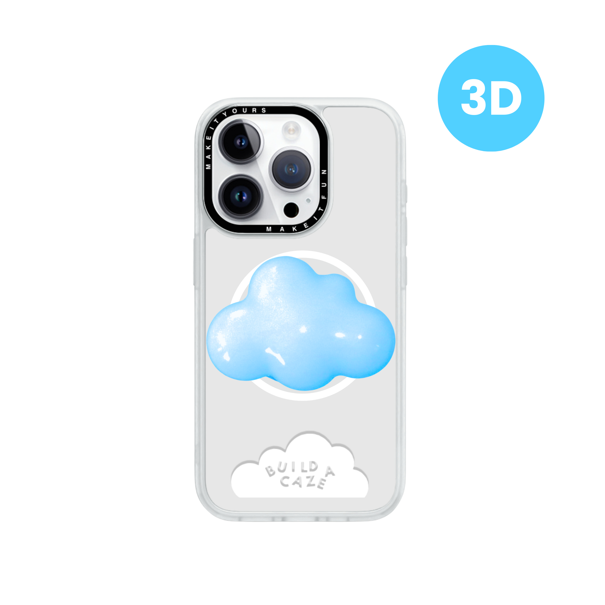 Blue Head In the Clouds cloud-shaped MagSafe pop holder, baby blue 3D whimsical magnetic pop socket and phone grip accessory.
