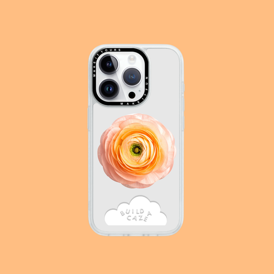 Vibrant orange ranunculus flower design MagSafe phone grip and magnetic pop holder for Kindle, tablet, and smartphone. A chic floral pop socket and phone grip accessory for mirror selfies.