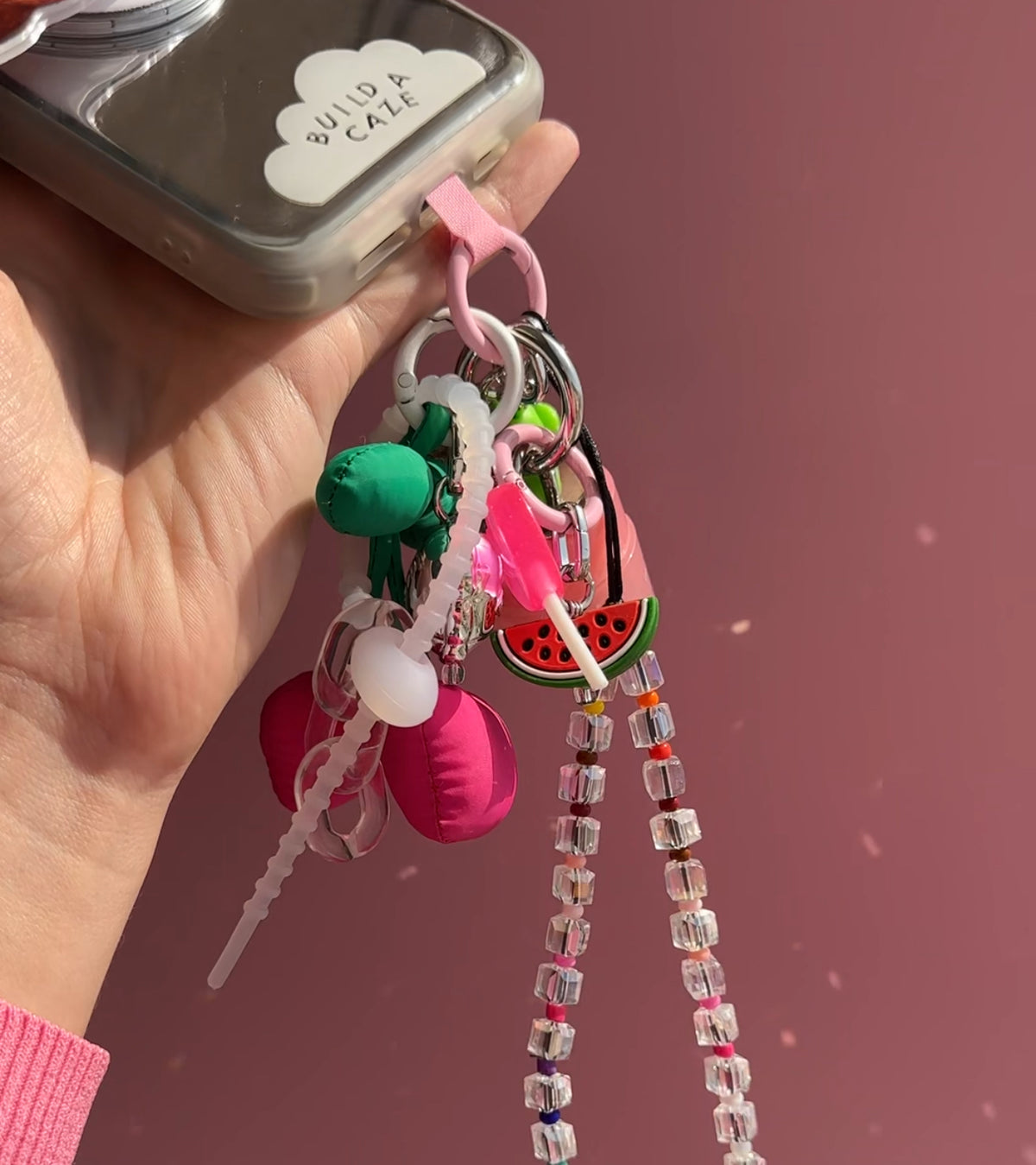 Adorable 3D mushroom phone charm with a whimsical shroomy design, trendy Y2K aesthetic mobile accessory and decorative tech strap by Build a Caze.