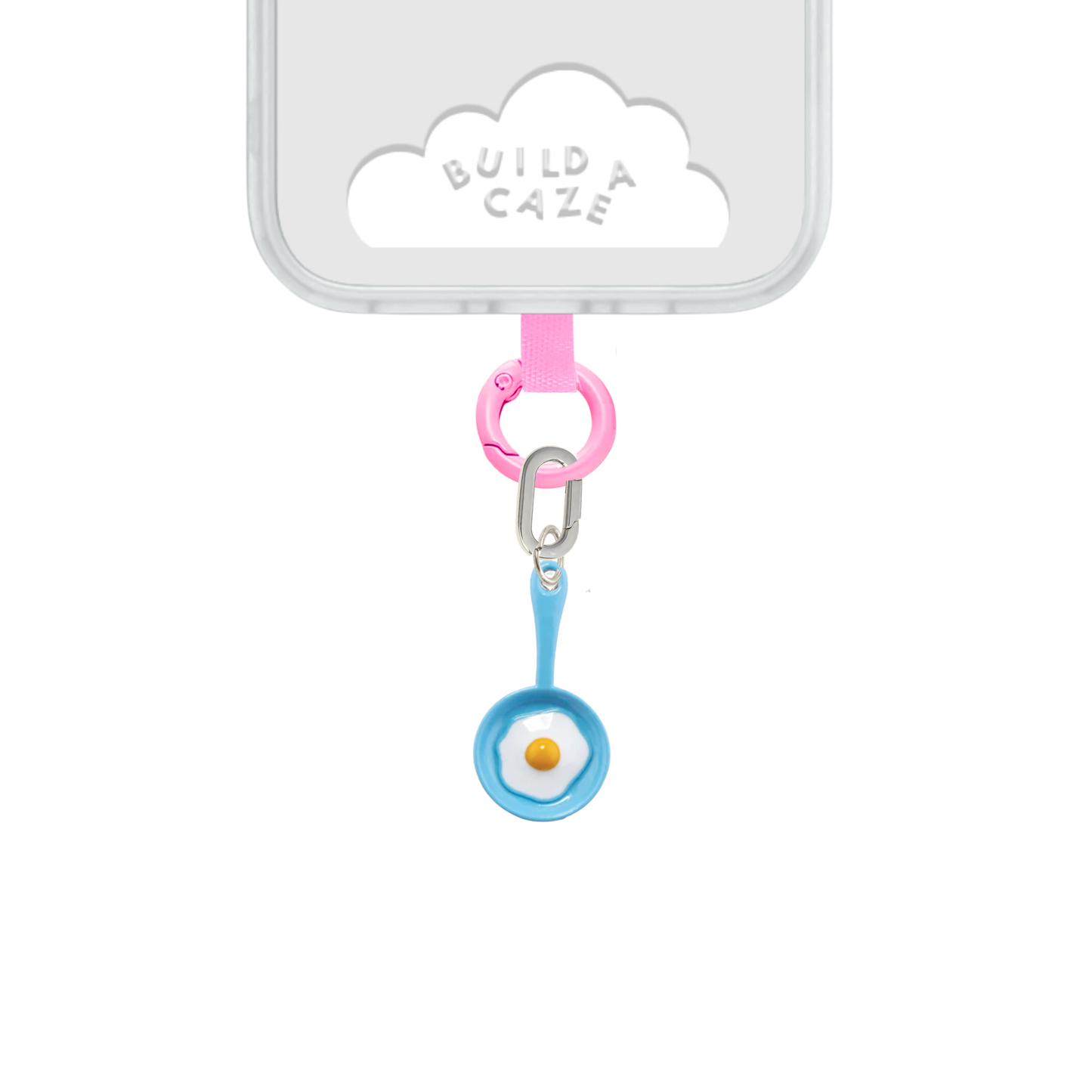 Blue Blue Sunny Side Up Charmie charm and dangly accessory shown against a plain background - Build A Caze