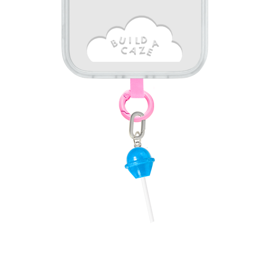 Blue Blueberry Pop Charmie charm and dangly accessory shown against a plain background - Build A Caze