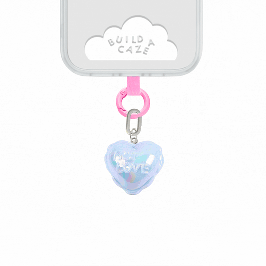 Pastel blueish 2.0 Pastel Hot Love Balloon Charmie charm and dangly accessory attached to a phone - Build A Caze