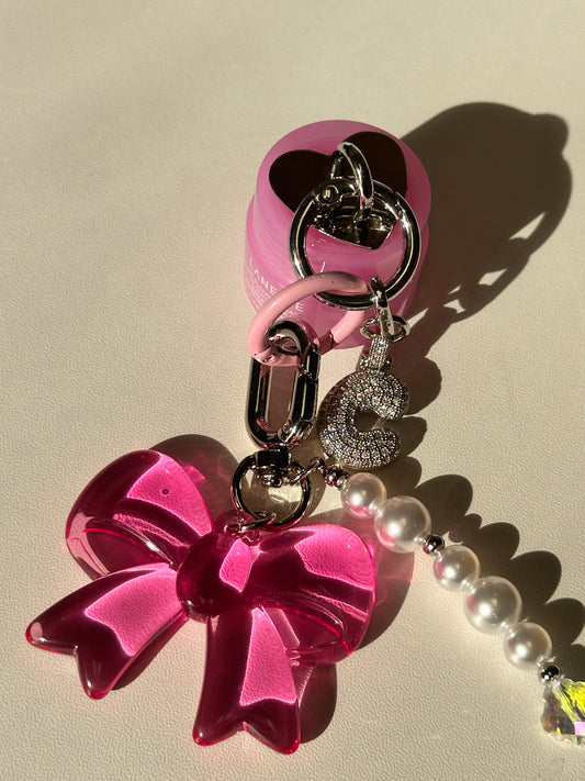 Hot Pink Baby Bow U  Keychain