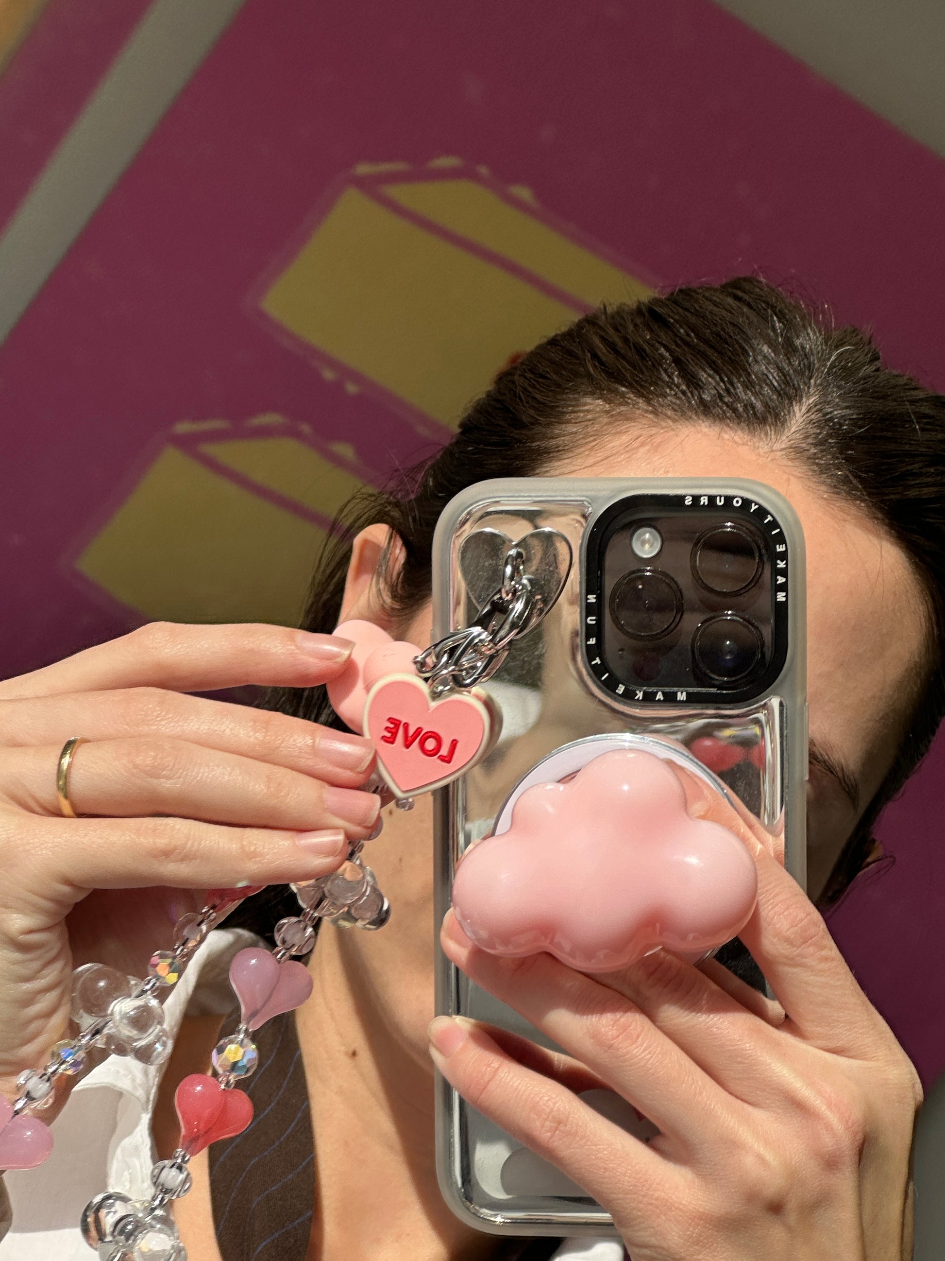 Sugar Cloud Head In the Clouds Pop Socket, cute white cloud-shaped MagSafe compatible phone grip and magnetic pop holder accessory.