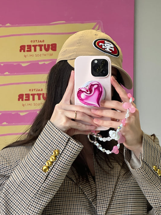 Pink Chrome Heart Pop Grippy