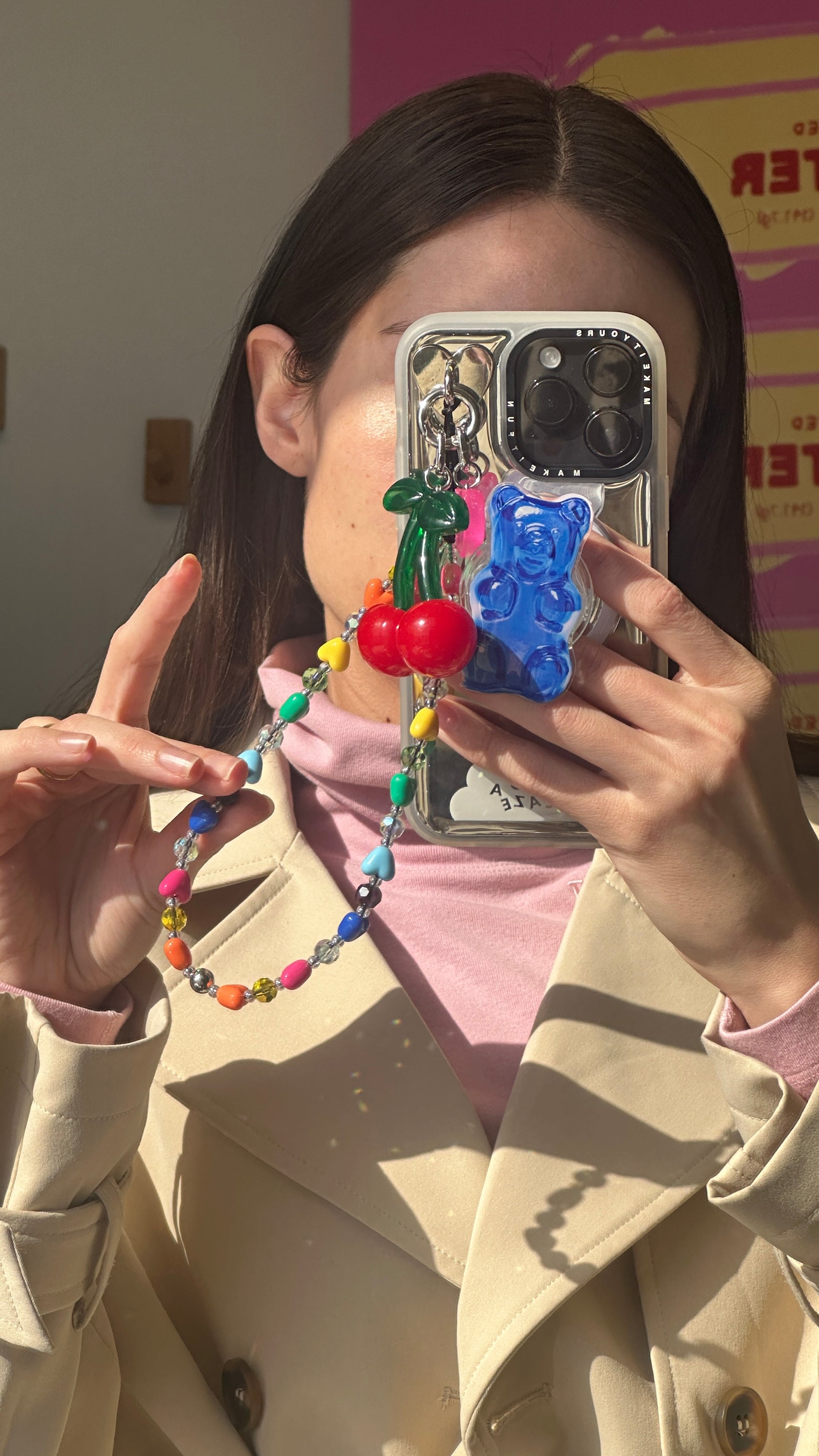 Cool blue gummy bear MagSafe pop holder, cute translucent blue candy-inspired magnetic pop socket and phone grip accessory.
