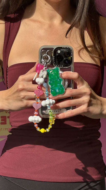 Neon crush green gummy bear MagSafe pop holder, vibrant green gummy bear magnetic pop socket and phone grip accessory.