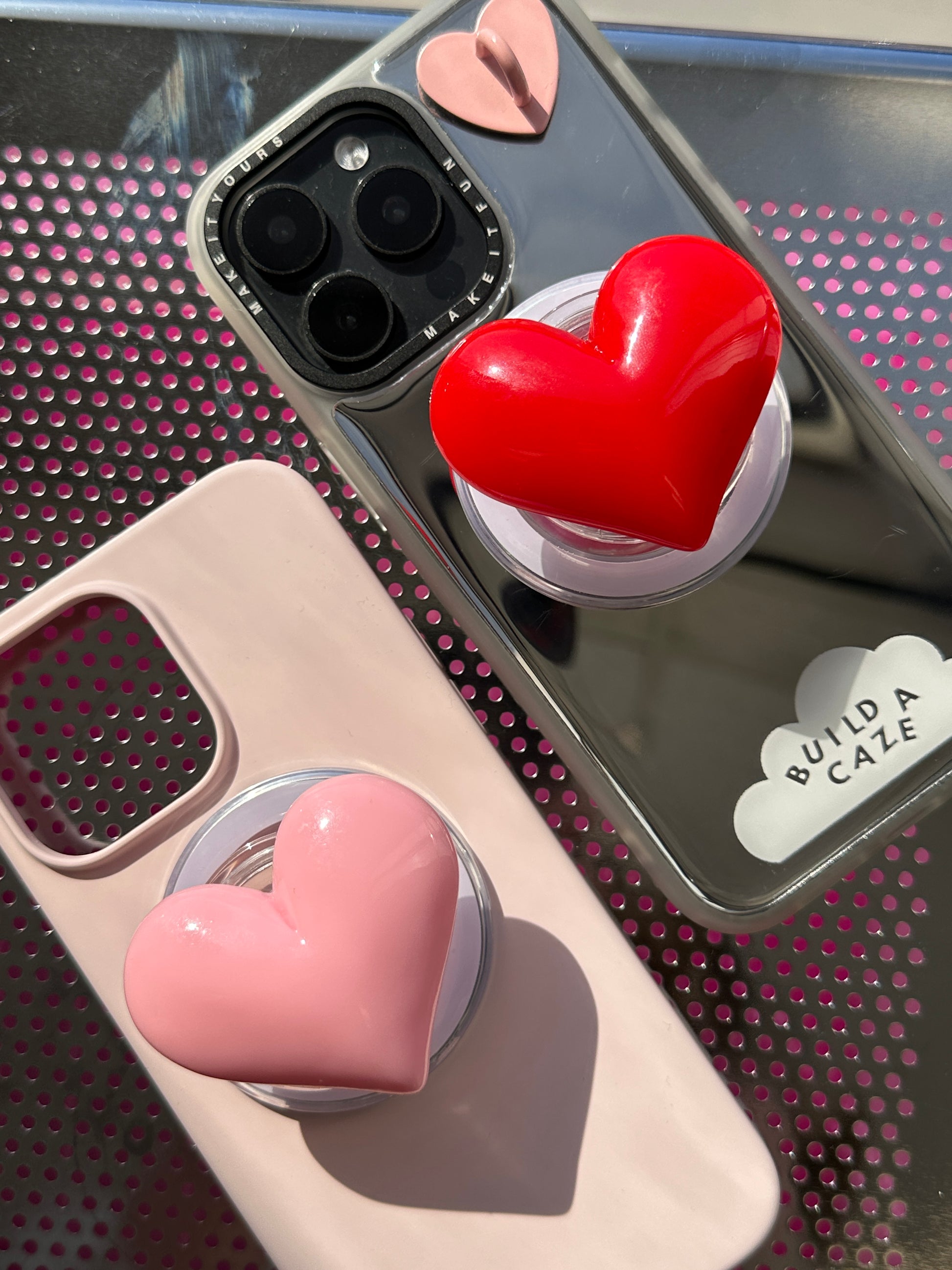 Pink Heartbreaker MagSafe pop holder, cute pink heart magnetic pop socket and phone grip accessory.