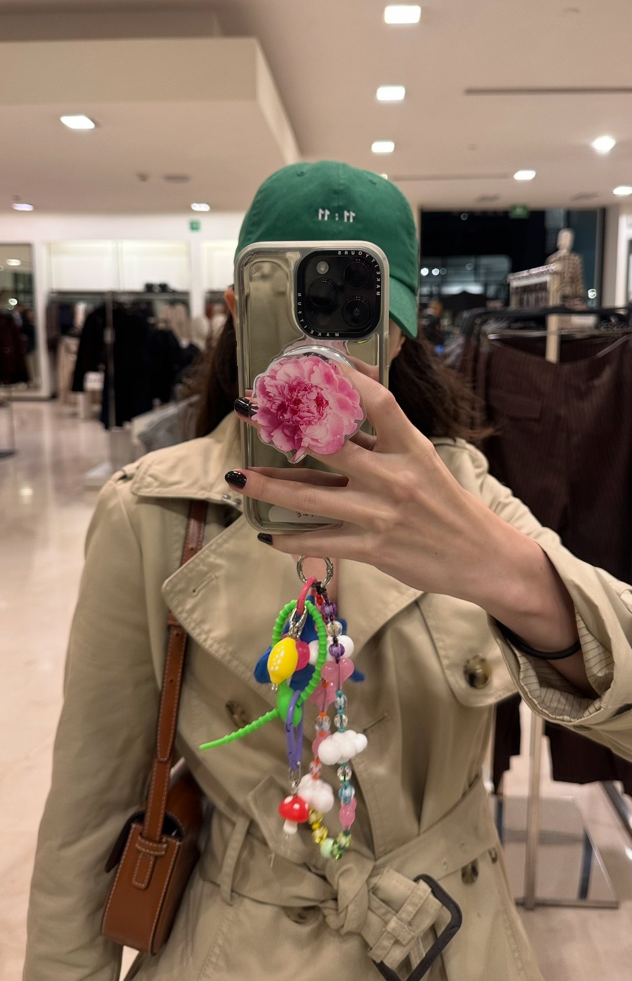 Peony Dream pink floral MagSafe pop holder, cute flower patterned magnetic pop socket and phone grip accessory.