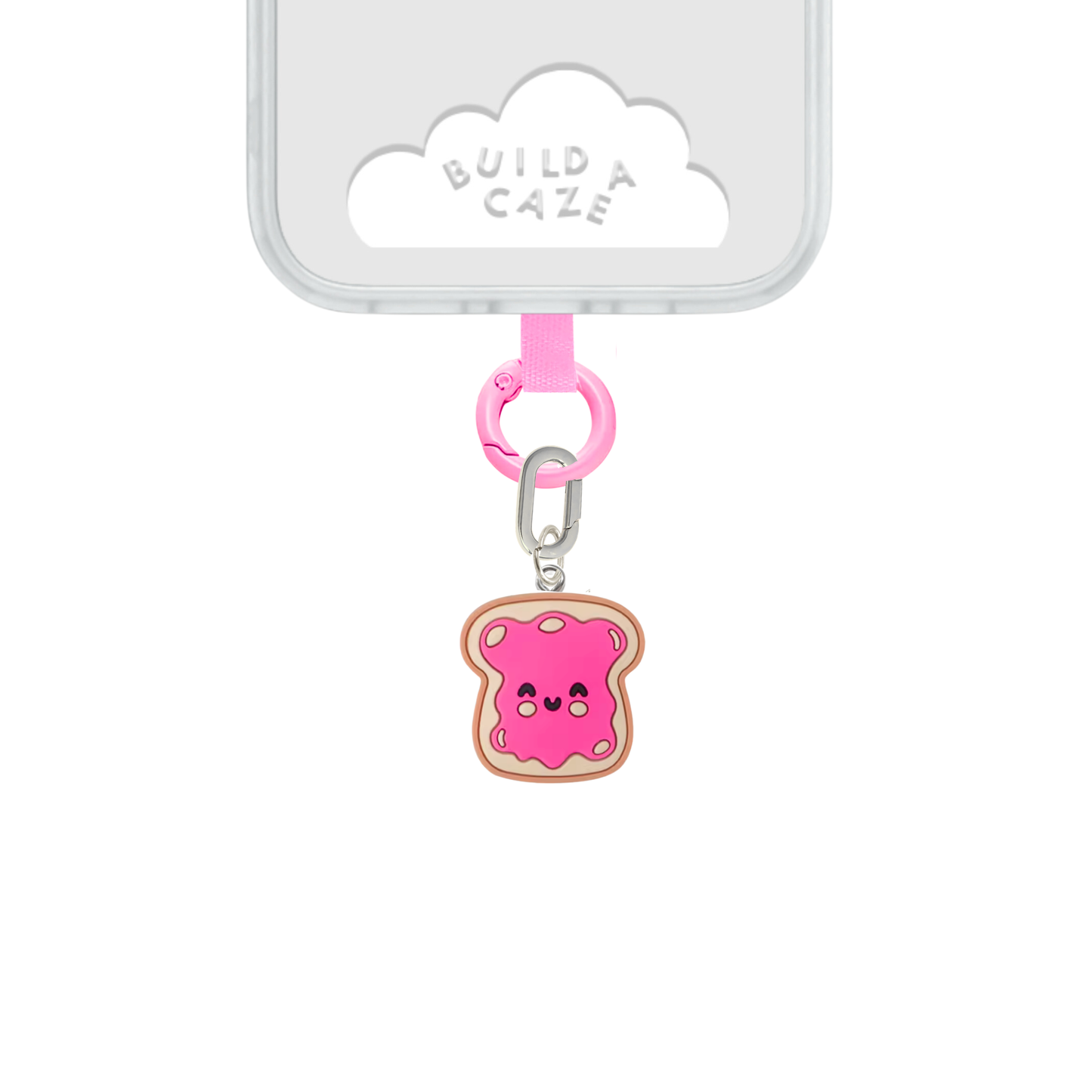 Brown and pink Jammy Toastie Charmie charm and dangly accessory shown against a plain background - Build A Caze