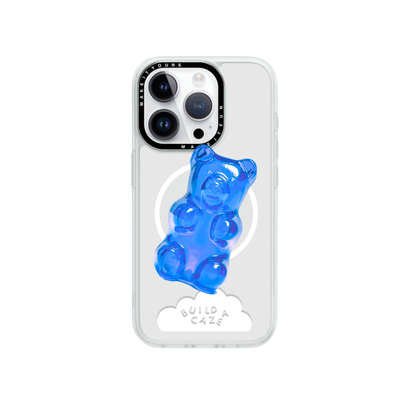 Cool Blue Gummy Bear translucent blue phone grip, iconic squishy gummy bear MagSafe pop holder and magnetic pop socket accessory.