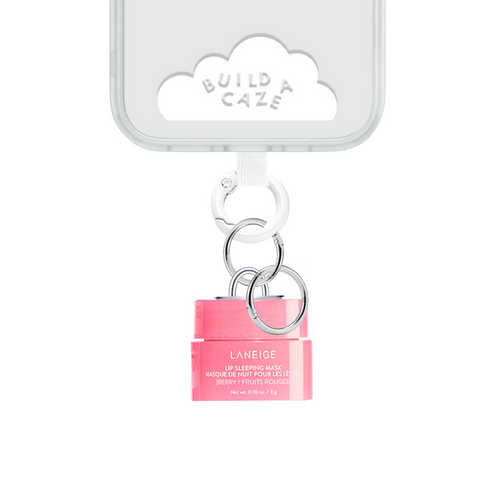 Laneige Mini Lip Gloss Charmie, adorable moisturizing lip balm keychain for phone cases and bags, K-beauty inspired mobile accessory, soft pink lip treatment charm.